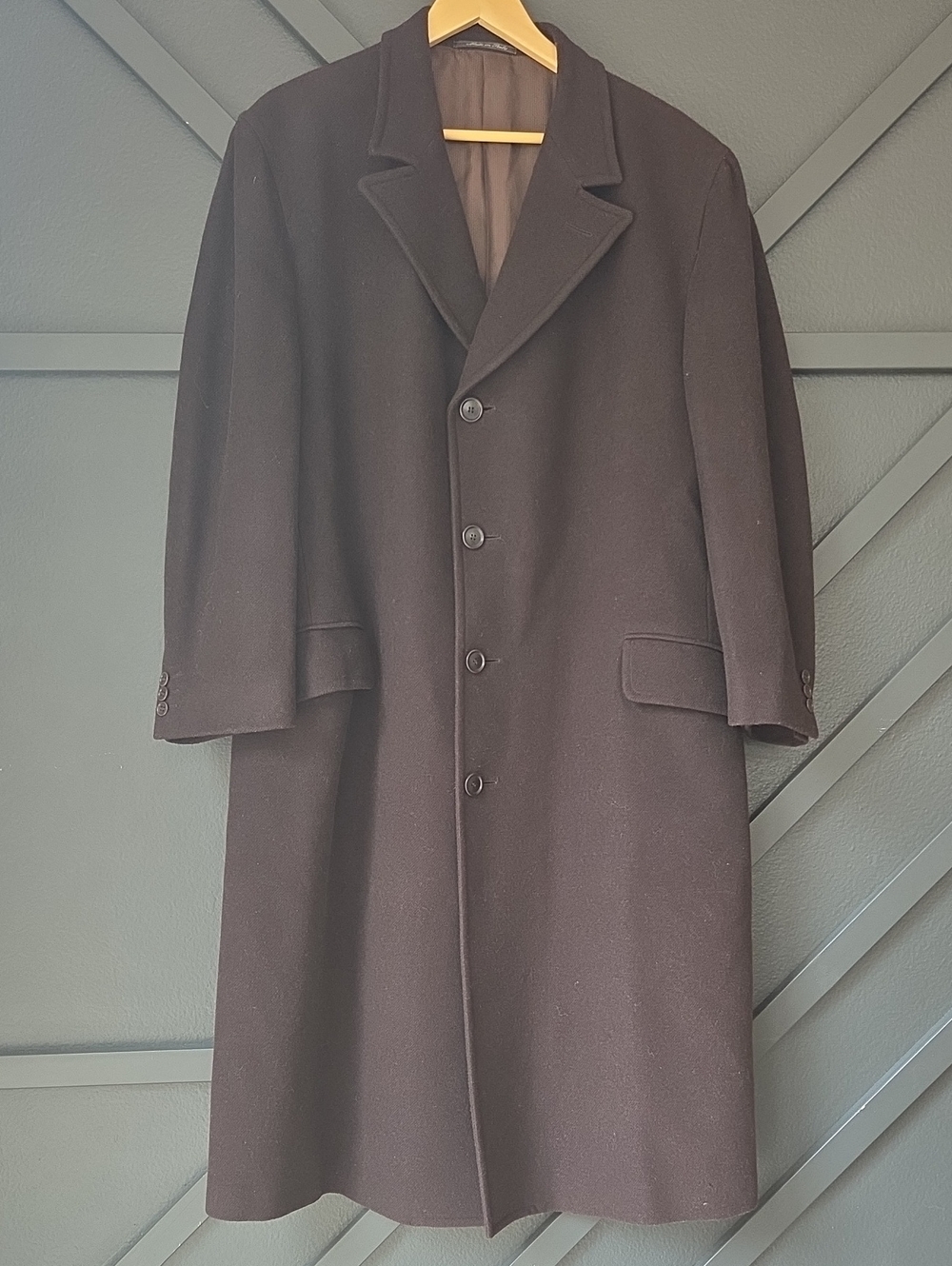 {Ermenegildo Zegna} Men's Classic Brown Wool Overcoat Size XL